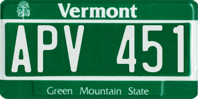 VT license plate APV451