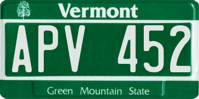 VT license plate APV452