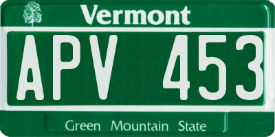 VT license plate APV453