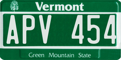 VT license plate APV454