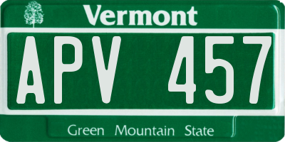VT license plate APV457
