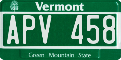 VT license plate APV458