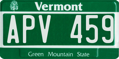 VT license plate APV459