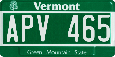 VT license plate APV465