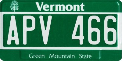 VT license plate APV466