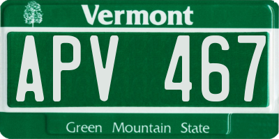 VT license plate APV467