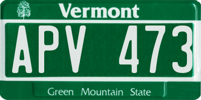 VT license plate APV473