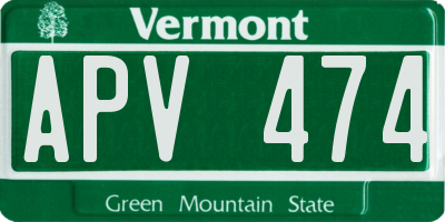 VT license plate APV474