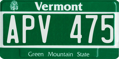 VT license plate APV475