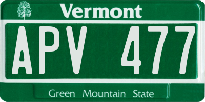 VT license plate APV477