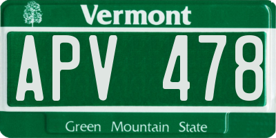 VT license plate APV478