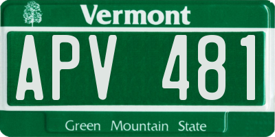 VT license plate APV481