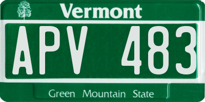 VT license plate APV483