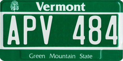 VT license plate APV484