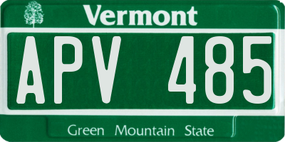 VT license plate APV485