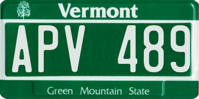 VT license plate APV489