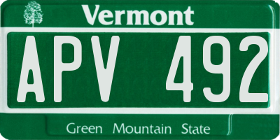 VT license plate APV492