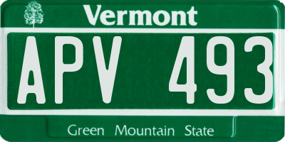 VT license plate APV493