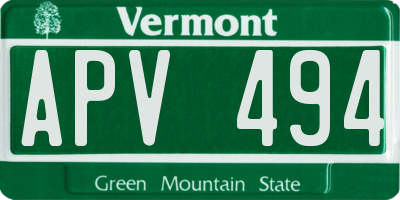VT license plate APV494