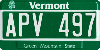 VT license plate APV497