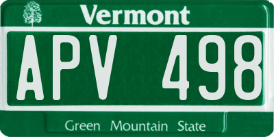 VT license plate APV498