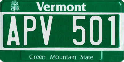 VT license plate APV501