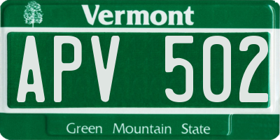 VT license plate APV502