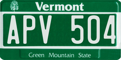 VT license plate APV504