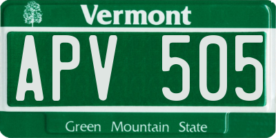 VT license plate APV505