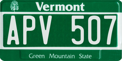 VT license plate APV507