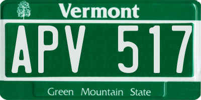 VT license plate APV517