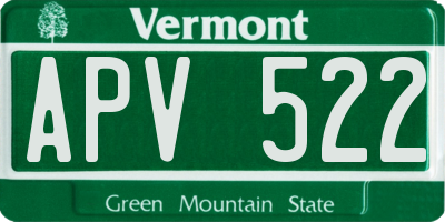 VT license plate APV522