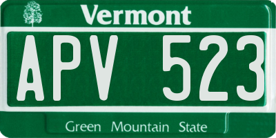VT license plate APV523