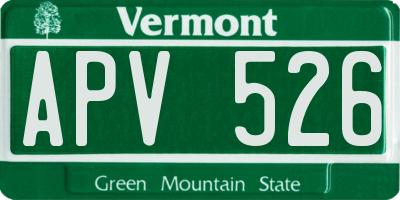 VT license plate APV526