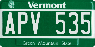VT license plate APV535