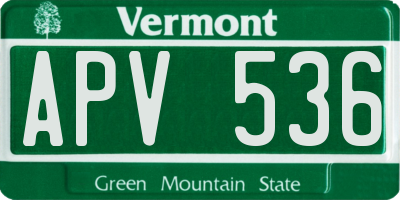 VT license plate APV536