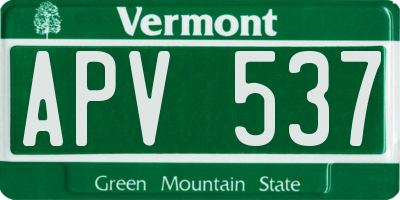 VT license plate APV537
