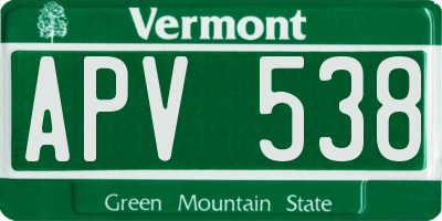 VT license plate APV538