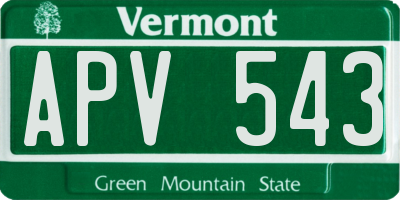 VT license plate APV543