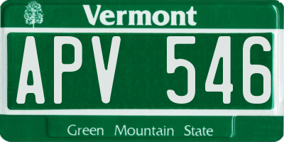 VT license plate APV546