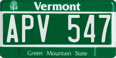 VT license plate APV547