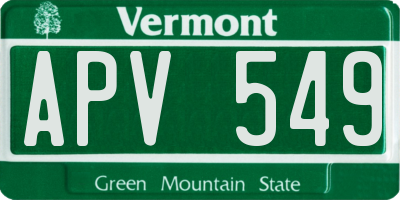 VT license plate APV549