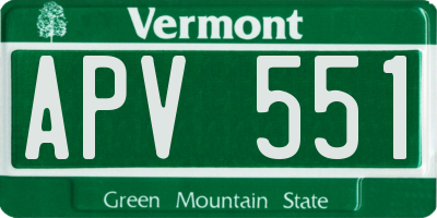 VT license plate APV551