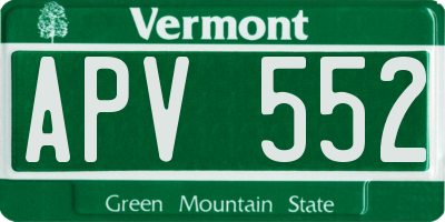 VT license plate APV552