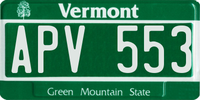 VT license plate APV553