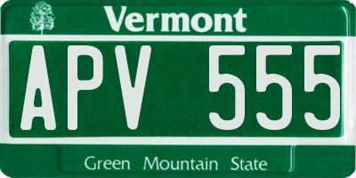VT license plate APV555