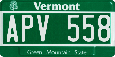 VT license plate APV558