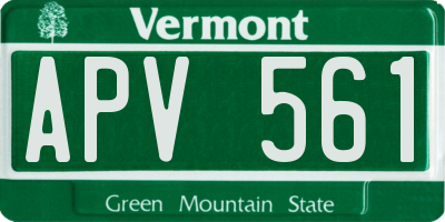 VT license plate APV561
