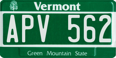 VT license plate APV562
