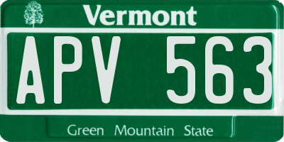 VT license plate APV563